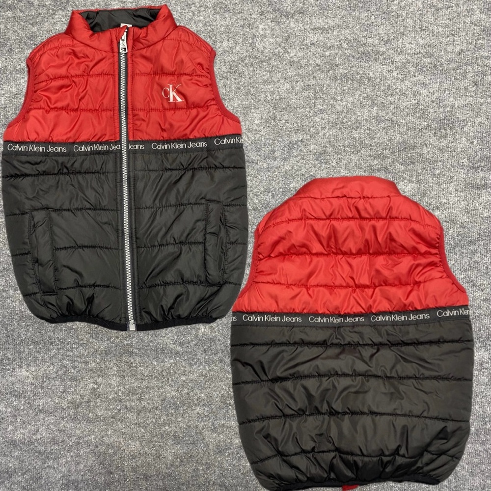 Calvin Klein Red and Black Puffer Vest Size 4T Boys